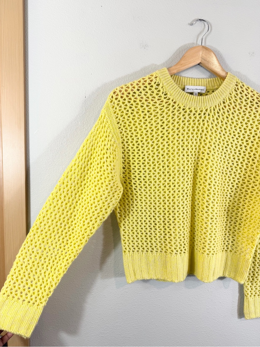White + Warren Cashmere Sweater Marled Mesh Lime Crewneck Size XS - Picture 4 of 10